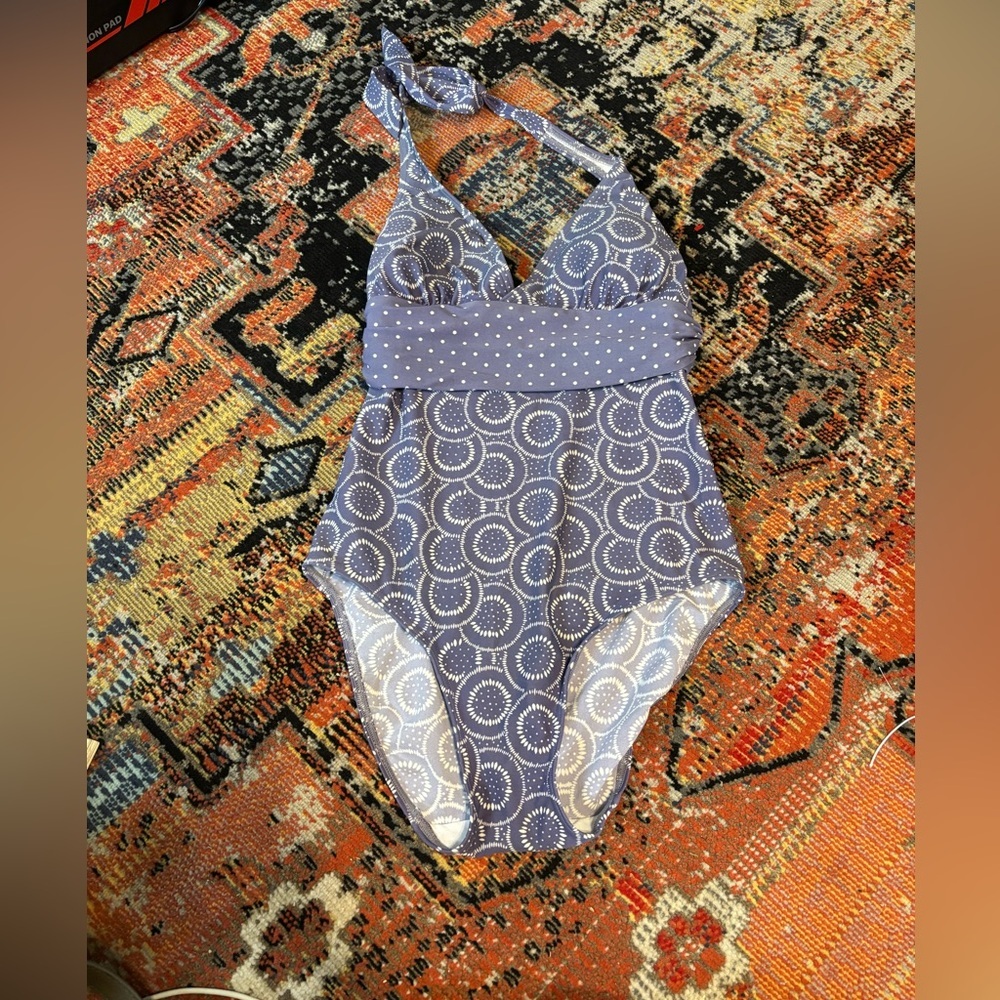 Boden Halter Style Polka Dot and Medallion One Piece Swimsuit Size 4
